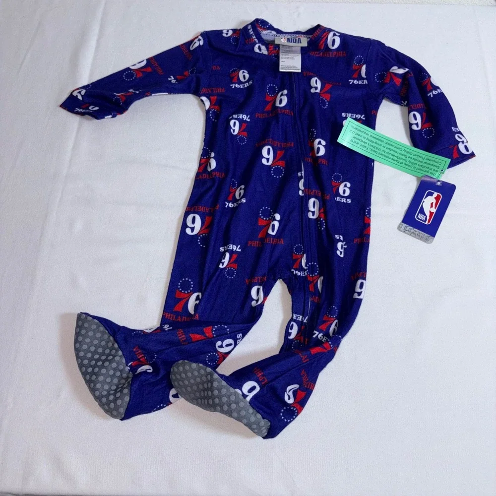 NBA Philadelphia 76ers Sleeper 18 months Blue NEW Footed Logo Pajamas